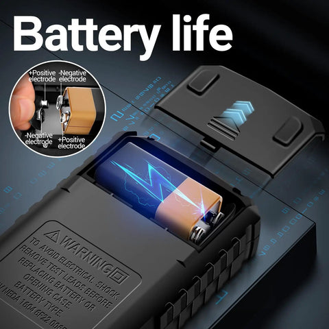 Battery compartment of Versatile Digital Multimeter For AC And DC Voltage, Current, Resistance, Continuity, And Diode Testing