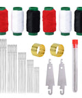37Pcs Big Eye Steel Sewing Needles Kit With Threader And Repair Tools, Stainless Steel Hand Sewing Needles For DIY Crafting, Portable Thimble Set For Quilting And Repairs, Must Have For Home Crafters. Displayed image includes multiple colored threads, assorted needle sizes, thimbles, and additional repair tools for comprehensive crafting.