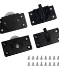2 Pack Sliding Cabinet Door Hardware Kit Black Hidden Track System With Durable ABS And Nylon Wheels For Bookcase Wardrobe