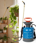 Telescoping Indoor Plant Waterer With Pump Sprayer Brass Wand And 180 Degree Adjustable Nozzle in use and displayed.