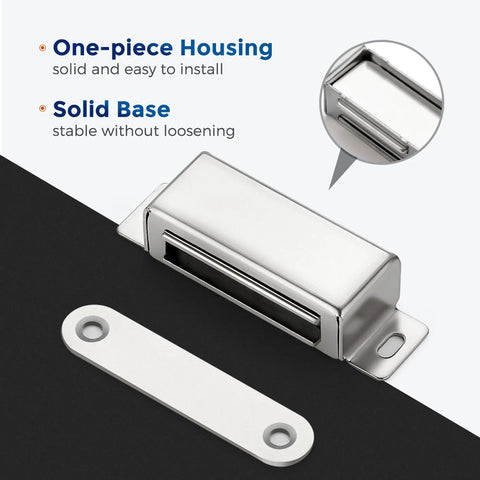 Heavy Duty 4 Pack Cabinet Magnets With 60 Lbs Concealed Magnetic Door Catch Strong Stainless Steel Latch, close-up view