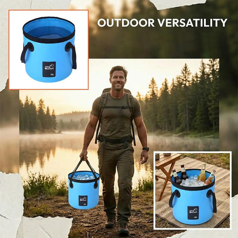 Collapsible Car Bucket With Handle Foldable 3.2 Gallon Water Storage Container for vehicle washing and cleaning outdoors