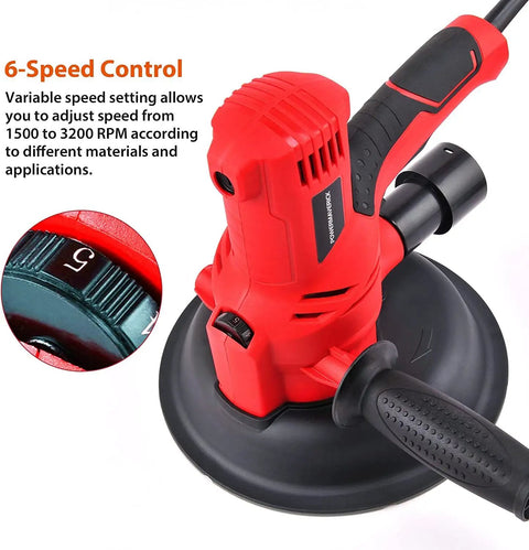 Electric Drywall Sander With Vacuum For Dustless Sanding, 710W Portable Handheld Wall And Ceiling Sander with speed dial