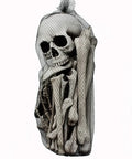 28 Piece Skeleton Bones And Skull Set For Halloween Decor Spooky Graveyard Ground Props in black mesh bag