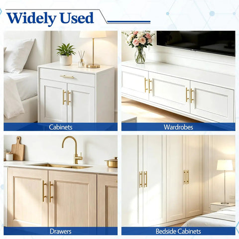 Brushed Gold Cabinet Handles Set Of Four For Kitchen Cabinets And Drawers Two And A Half Inch Center Hole handle usage examples