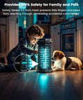 Child and dog near Outdoor Mosquito Zapper Electric Bug Killer 4200V With 15W UV Light IPX4 Waterproof, safe mesh casing visible