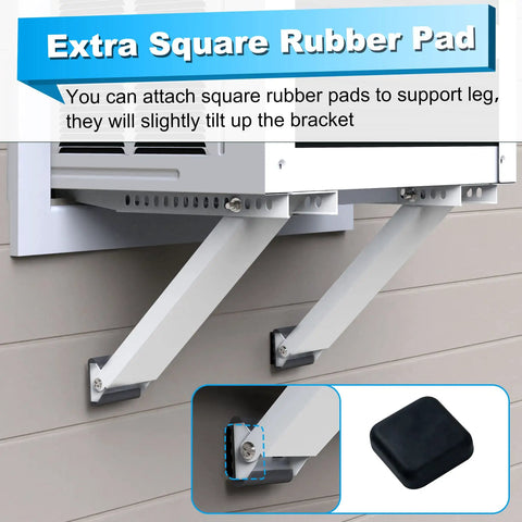 Drill Free Window Air Conditioner Bracket Heavy Duty Universal Fit No Drilling Required Easy Install Supports Up To 200 Pounds Fits 5000 To 24000 BTU Window Units shown with extra rubber pad attachment option