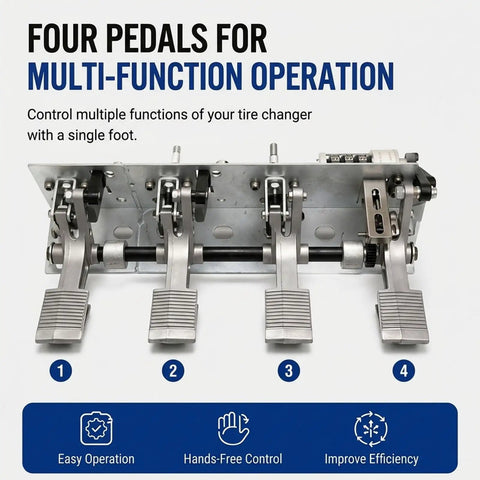 4 Pedal Tire Changer Foot Control Assembly With Heavy Duty Steel Frame And Aluminum Pedals Pneumatic Air Valve System
