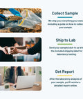 Steps for At Home Heavy Metals In Soil Test Kit With Nine Compounds Including Lead, Arsenic, And Copper, including collection and mailing.