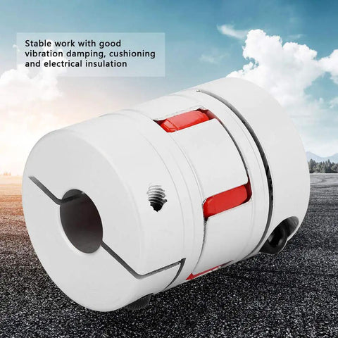 Built Like A Tank Heavy Duty Flexible Shaft Coupler with red and white design for compressors, showcasing durable construction and design.