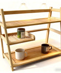 Bamboo Matcha Station Organizer with 3 Tier Shelf Large Capacity for Coffee and Tea Bar Accessories, eco-friendly decor