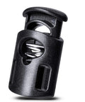 Close-up of Durable POM Plastic Cord Locks Set With Single Hole Spring Toggles For Shoelaces, Drawstrings, Paracord.