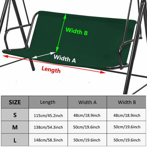 Thick 600D Oxford Swing Seat Cover For Two To Three Seater Outdoor Patio Swing Dark Green 45.2 By 18.9 By 18.9 Inches