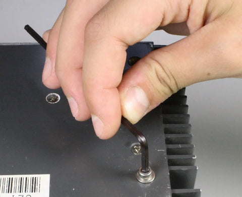 Hand using 1.5 mm ball end hex key on metal surface, part of Ball End Hex Key Set Nine Piece Metric MM Sizes 1.5 To 10 Long Series.