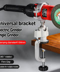 Badass 360 Degree Rotating Table Vise And Bench Clamp Bracket delivering rock solid grip for electric grinders mounted on table.