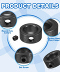 Heavy Duty 10 mm Bore Shaft Collar 17 mm OD 8 mm Thick Carbon Steel Wheel Stopper With Set Screw And 2 Hex Wrenches Black Pack Of 6 For Machine Tools And Conveyors, black zinc plated