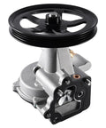 Front view of AULINK 904-861 automotive vacuum pump with black pulley and silver housing