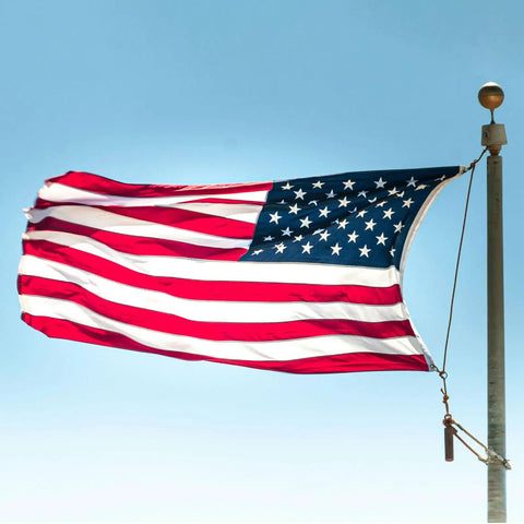 Outdoor 3x5 Ft American Flag With Tearproof Fade Resistant Spun Polyester Embroidered Stars Sewn Stripes Brass Grommets flying in wind