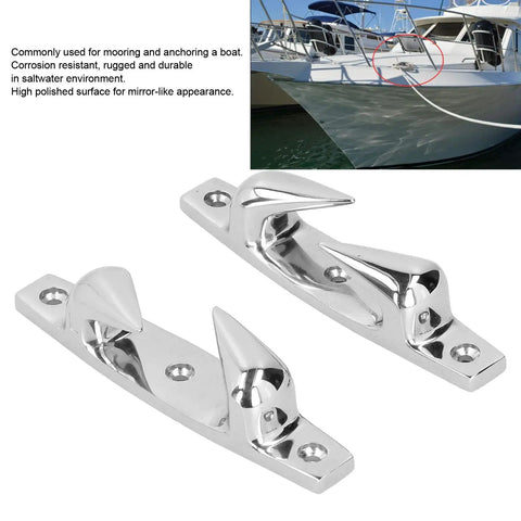 Two Pack 316 Stainless Steel Mooring Cleats 4.69 Inch Left Right Design For Boats Yachts And Marine Anchoring Durable