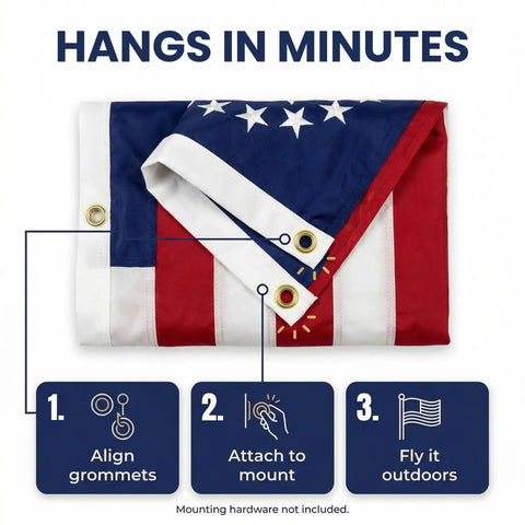 Betsy Ross 250th Anniversary American Flag 3x5 Ready To Wave Indoors Or Outdoors Made In USA With Embroidered Field Folded