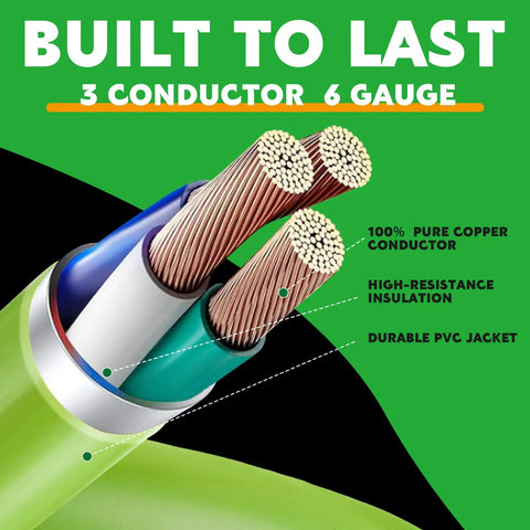 Heavy Duty 20 Ft Welder Extension Cord 50 Amp 6 AWG NEMA 6 50P To 6 50R 250V Welding Cable ETL Listed Low Voltage Drop Ideal For Continuous Duty Machines And Heavy Welders, 3 conductor copper cutaway