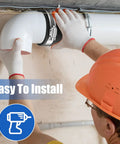Worker installing 4 Piece 2-1/2 Inch Dust Control Flex Cuffs With Stainless Steel Hose Clamps And Flexible PVC Couplings on pipe