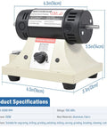 Compact Digital Jewelry Polisher And Bench Buffer With Solid Cast Iron Base For Home Shops And Dental Kits, features 350W motor and digital display.
