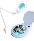 Clamp On Magnifying Lamp With 7 Inch Glass Lens 5 Diopter 6500K Daylight LED Glare Free Adjustable Arm For Reading Sewing Jewelry Making
