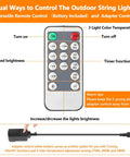 Remote and adapter for Two Pack 96 Foot Outdoor String Lights With Remotes Dimmable 3 Color LED Warm White Neutral White Daylight