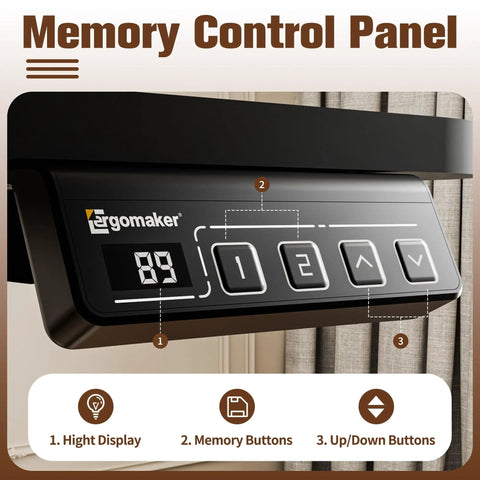 Ergo Small Standing Desk 35X24 Height Adjustable Sit Stand Home Office With Memory Buttons control panel displaying height and buttons.