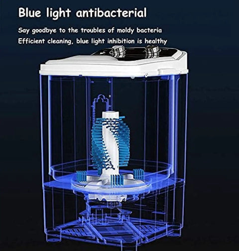 Kick Your Kicks Back Fresh With This Portable Shoe Washer Compact Laundry Spin Dryer showing blue light antibacterial feature.
