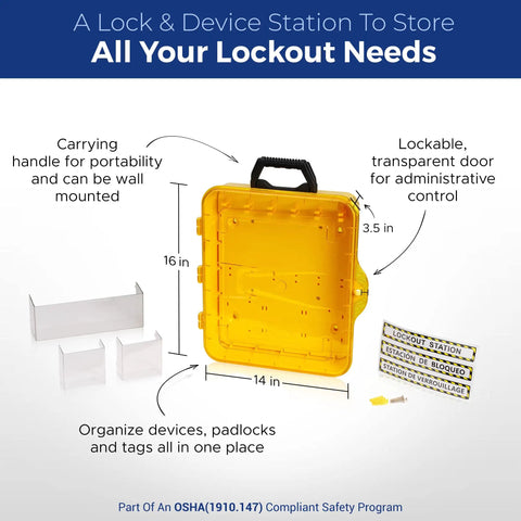 Lockout Tagout Station Kit With LOTO Devices, Includes 6 Keyed Different Safety Lock Sets, 2 Padlock Hasps, 10 Do Not Operate Tags