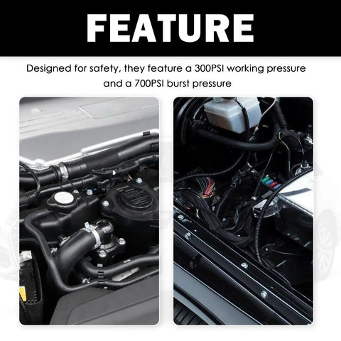 Hella Tough Two Piece Brake Booster Vacuum Hose Kit 11 32 X 36 Inch 300 Psi in engine compartment showing pressure features.