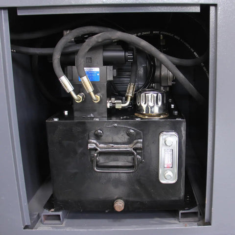 Hydraulic system view inside Kaka Industrial Heavy Duty Hydraulic Roll Bending Machine, 2 In Flat Bar Square Tube Round Pipe Profile Bender.
