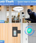 No-Drill Anti-Theft Doorbell Mount For Video Doorbells, installed on door, showing adjustable bracket, fits 1-4th gen models
