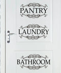 Three Pack Large Vinyl Door Decals For Bathroom Laundry And Pantry Wall Decor Peel And Stick Quotes For Doors And Cabinets Easy Tear Off Custom Signage