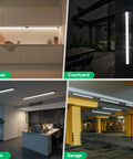 Linkable 2Ft LED Garage Light Ceiling Fixture With 5000K Daylight Tube, installed in kitchen, courtyard, office, garage