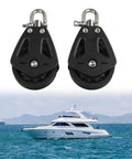 2 Pack Heavy Duty Nylon Pulley Block For Sailboat Rigging And Marine Applications, yacht in background
