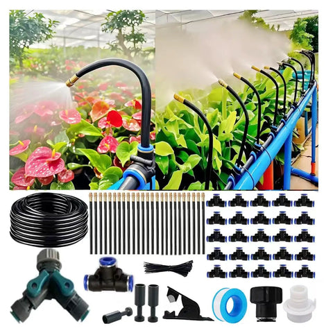 Automatic Watering System For Potted Plants With 360 Degree Copper Sprinklers And Quick Connect Tubing setup image