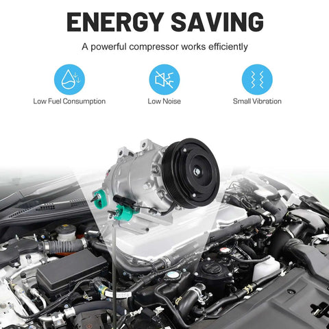 Heavy Duty Air Conditioning Compressor Assembly With Clutch For Hyundai Azera Sonata Kia Sorento Santa Fe showing energy-saving features.