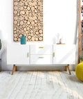 Modern white cabinet with solid wood tapered sofa legs set of 4 with pre drilled M10 bolts 8cm replacement feet sturdy easy install boss