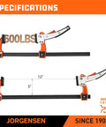 12 Inch Quick Release Bar Clamp Set For Woodworking, Ratcheting Gear Clamp With 600 Pound Load, Heavy Duty 2 Pack For Fast Secure Joints And Minimal Slippage, 12-inch specs shown