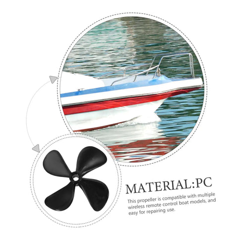 Pair Of High-Strength RC Boat Propeller Shaft Set For Fishing And Simulation Boats Replacement Parts For Remote Control Models Easy To Install And Durable Propellers Built Tough For Realistic Runs shown with PC material propeller and boat detail.