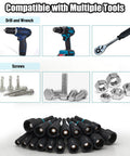 AutoViteX 29-piece magnetic nut driver set, 1/4 in hex shank, SAE & metric Cr-V steel, quick-release extensions, case