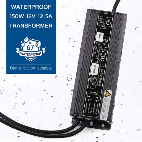 150W LED Driver Waterproof IP67 Power Supply Beefy Constant Voltage 120V To 12V Transformer for LED Lighting