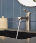 Flute Bathroom Faucet Brushed Nickel Fits 1 or 3 Hole 4 Inch Installations With Optional Base Plate ADA Compliant WaterSense Certified