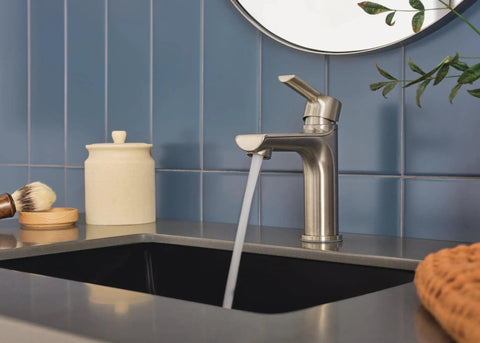 Flute Bathroom Faucet Brushed Nickel Fits 1 or 3 Hole 4 Inch Installations With Optional Base Plate ADA Compliant WaterSense Certified