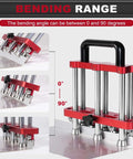 Three Station Sheet Metal Bender Edge Roller For Standing Seam Roofing Tools Bends 0 To 90 Degrees with red and silver components