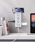 Must Have USB Wall Charger And Surge Protector With Nine AC Outlets And Two USB Ports, Slim 1875W Power Strip in use on wall