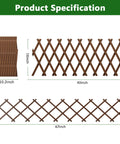 Expandable Garden Trellis For Climbing Plants Outdoor Adjustable Wooden Lattice Fence Panel 13.1 Inches By 67 Inches No Tool Needed EZ Install Roses Vines Ivy Clematis Cucumbers And More, shown in folded and expanded views with dimensions.
